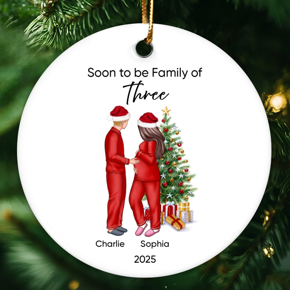 Soon to be Family of 3 Christmas Ornament, Pregnancy Custom Family Ornament, Expecting New Baby Ornament, Mom to be Gift