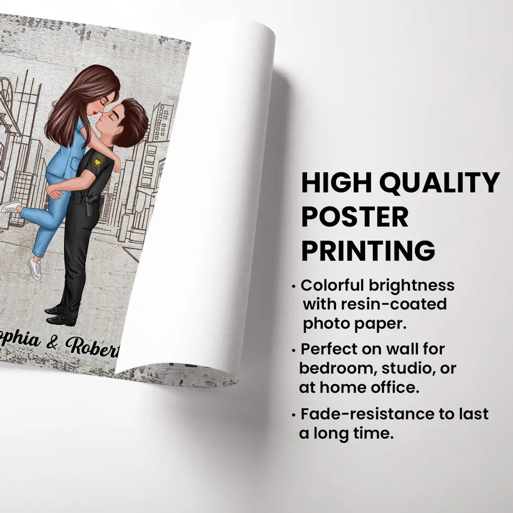 I Love You More Couple Hugging Kissing Gifts by Occupation Gift For Her Gift For Him Firefighter, Nurse, Police Officer Personalized Poster