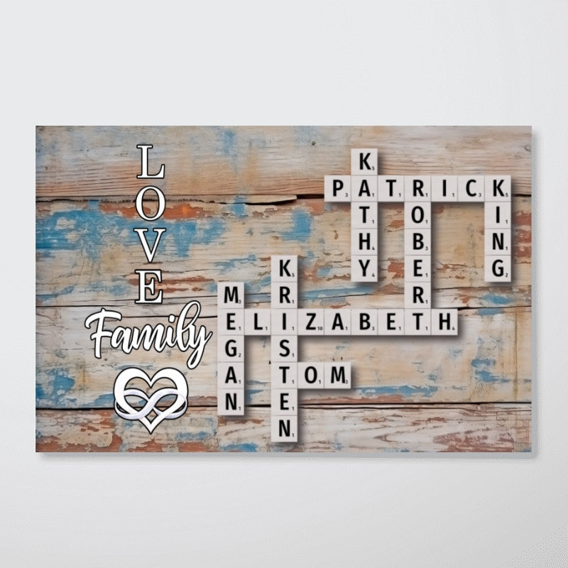 Personalized Family Crossword Art - Created In A Moment, Treasured Forever Canvas