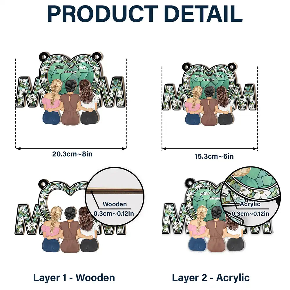 Mom & Daughter Flower - Personalized Window Hanging Suncatcher Ornament