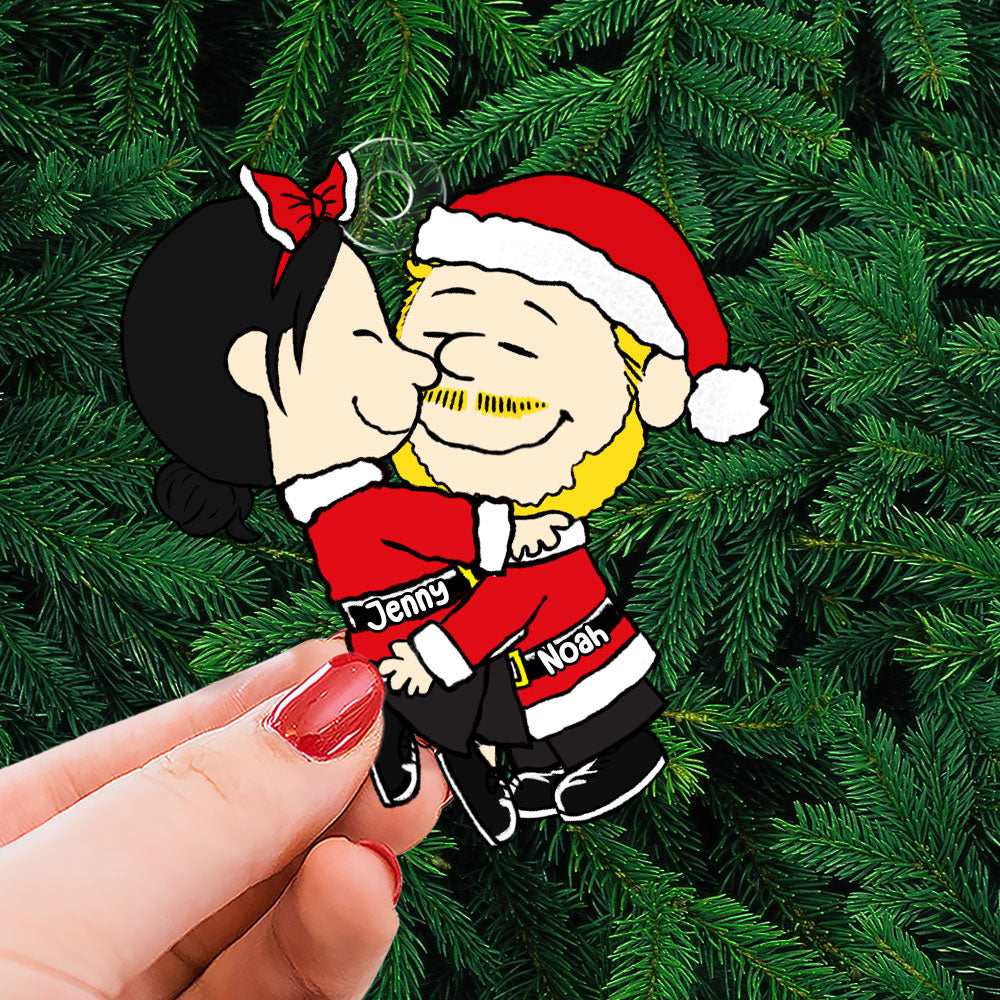 Cartoon Couple Christmas Ornaments - Kissing Couple - Personalized Gifts For Couple