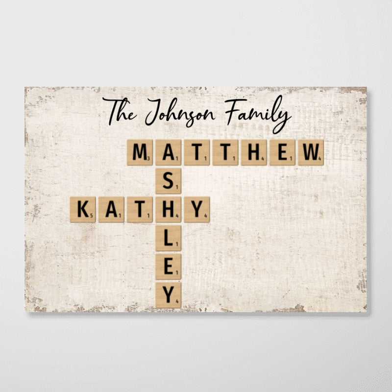 Family Crossword Puzzle Art Created In A Moment, Treasured Forever Personalized Horizontal Poster