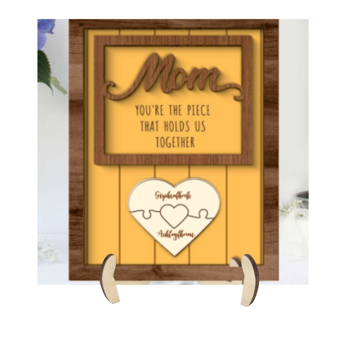 Personalized Mom Gift You are the Piece that Holds us Together, Puzzle with Names for Mother, Engraving Wood Mother's Day Gift, Mommy Gift