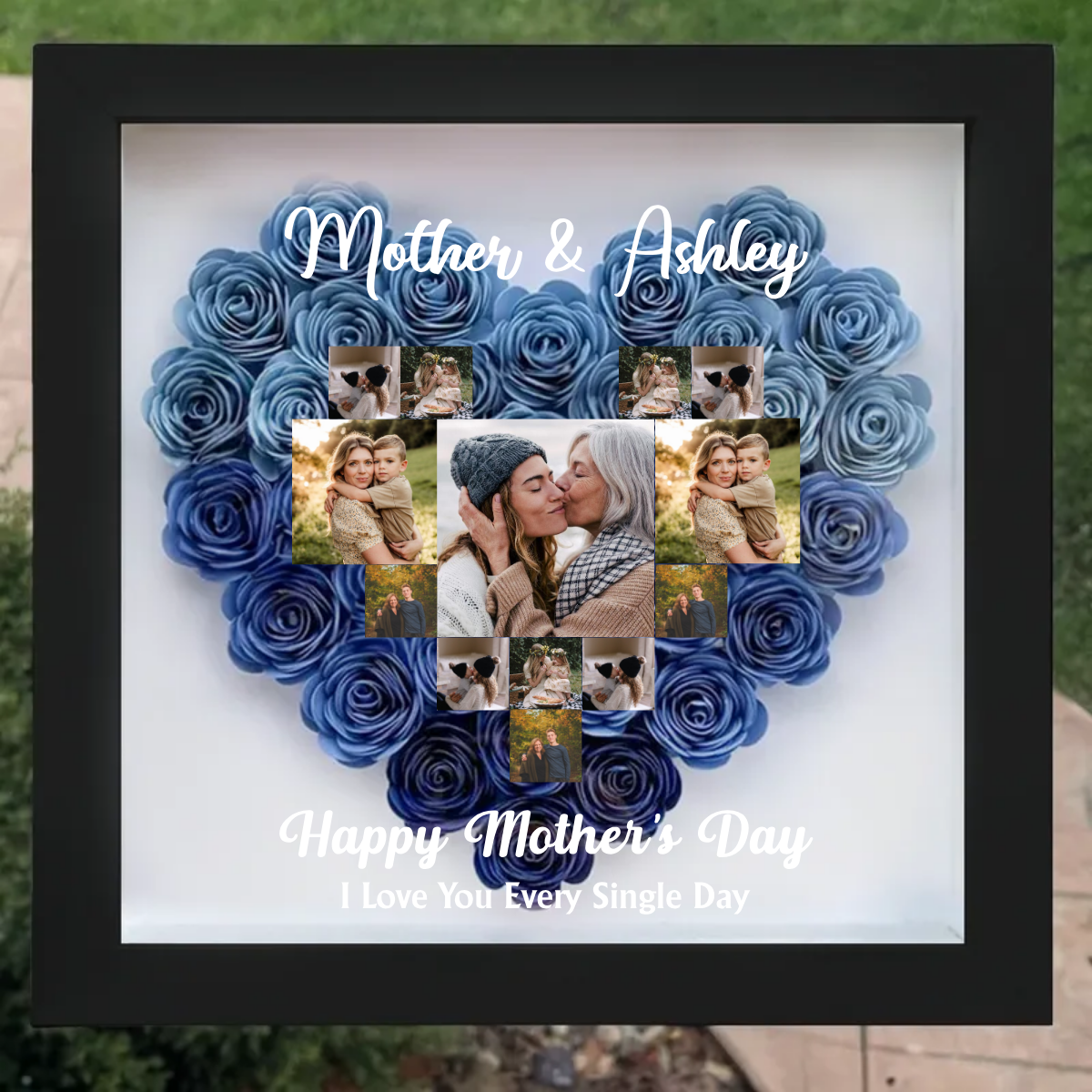 Custom Photos Mother's Day Gift Personalized Heart Rose Shadow Box