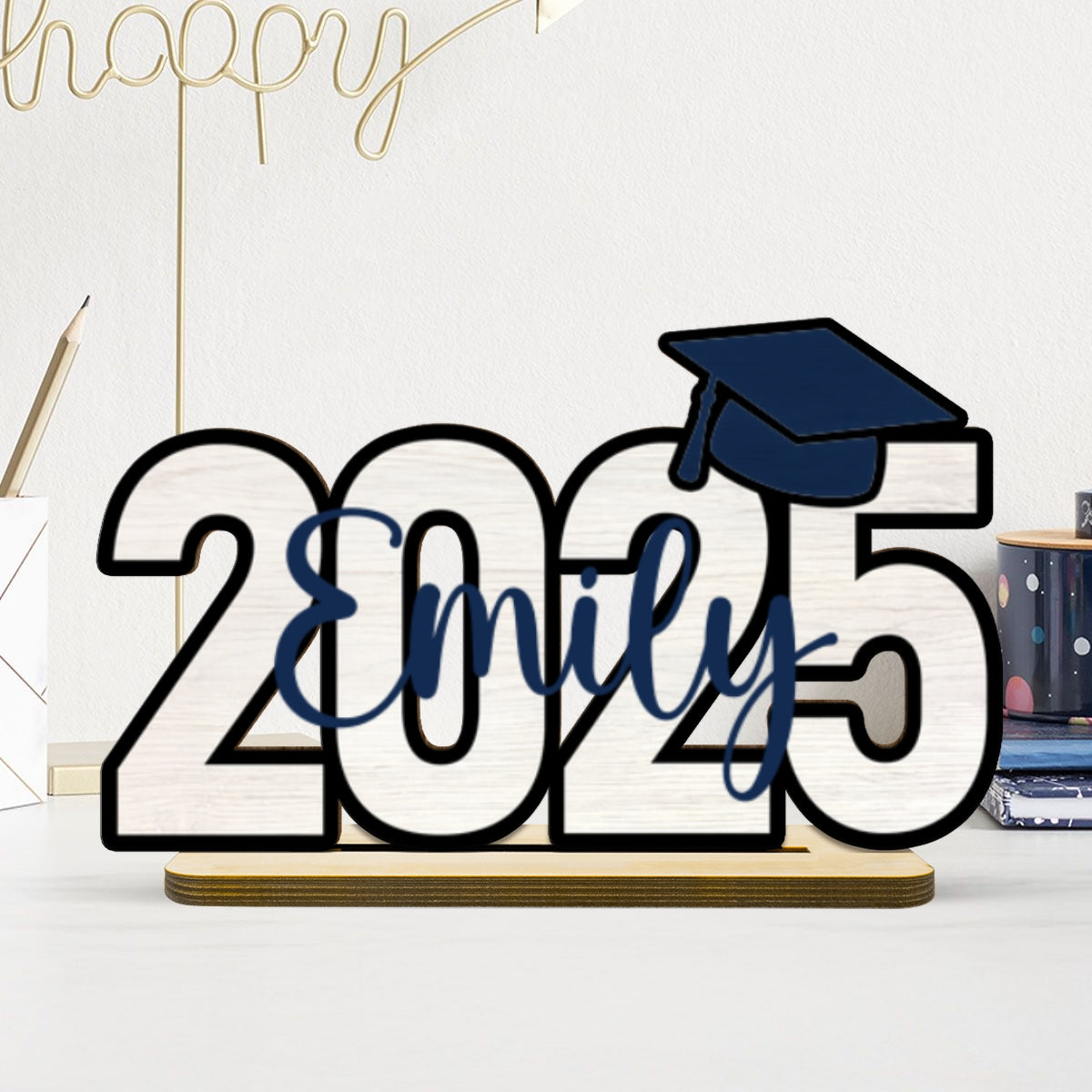 2025 Graduation Senior Personalized 2-Layer Standing Wooden Plaque