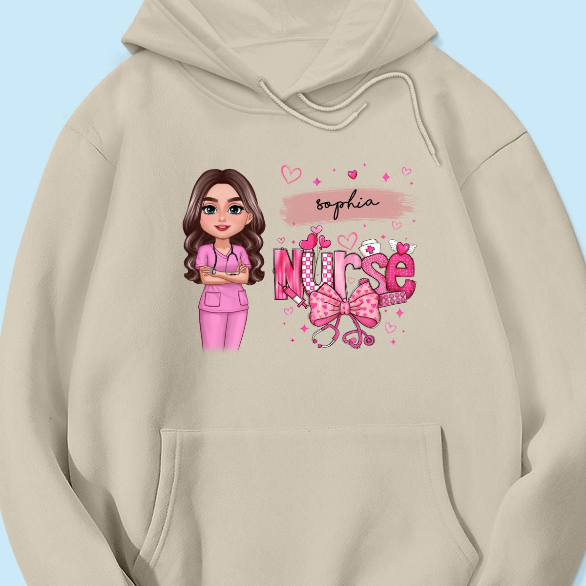 Nurse Pink Coquette Bow Personalized Shirt, Birthday Valentine's Day Gift For Nurse Wife Girlfriend Bestie