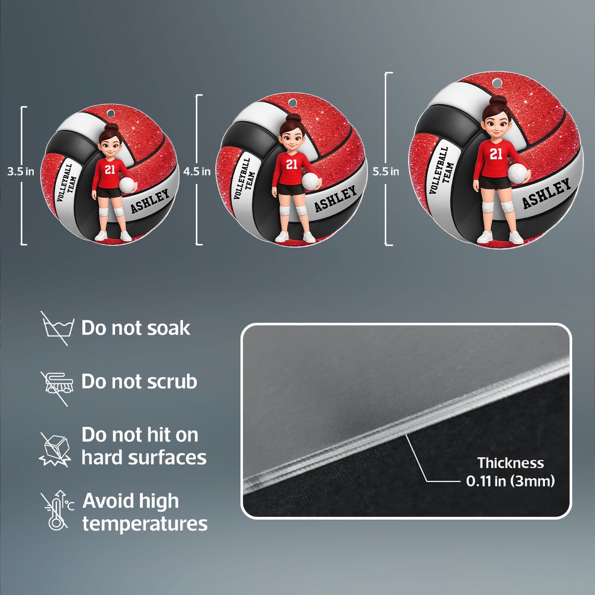 Volleyball Boy & Girl 3D Effect - Personalized Acrylic Ornament