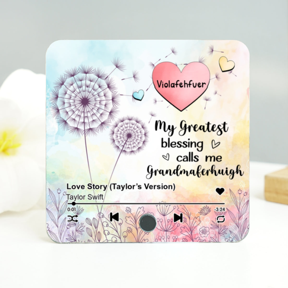 My Greatest Blessing Call Me Grandma Personalized Music Fridge Magnet, Custom Any Song You Want, Birthday, Mother's Day Gift for Grandma