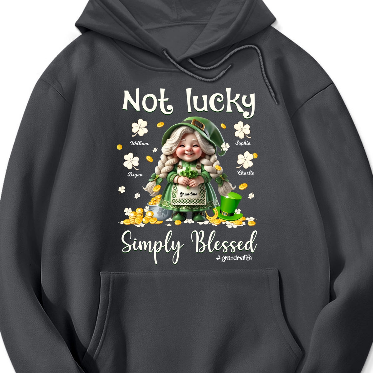 St. Patrick's Day Not Lucky Simply Bless Gnome Grandma Personalized Shirt