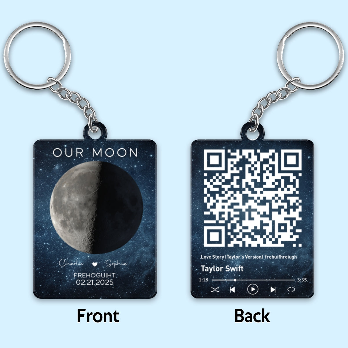 Our Moon Couple Gift Moon Phase Art Anniversary Gift For Him Gift For Her Personalized Acrylic Keychain