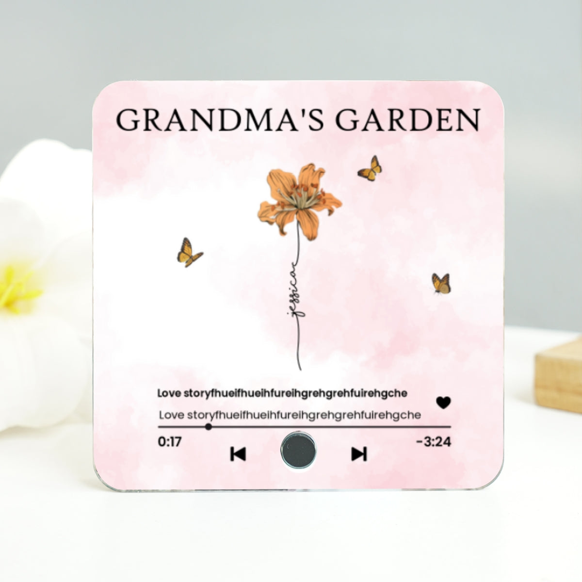 Grandma's Kitchen Birth Month Flower Personalized Music Fridge Magnet, Heartfelt Mother's Day Gift, Birthday Gift for Grandma