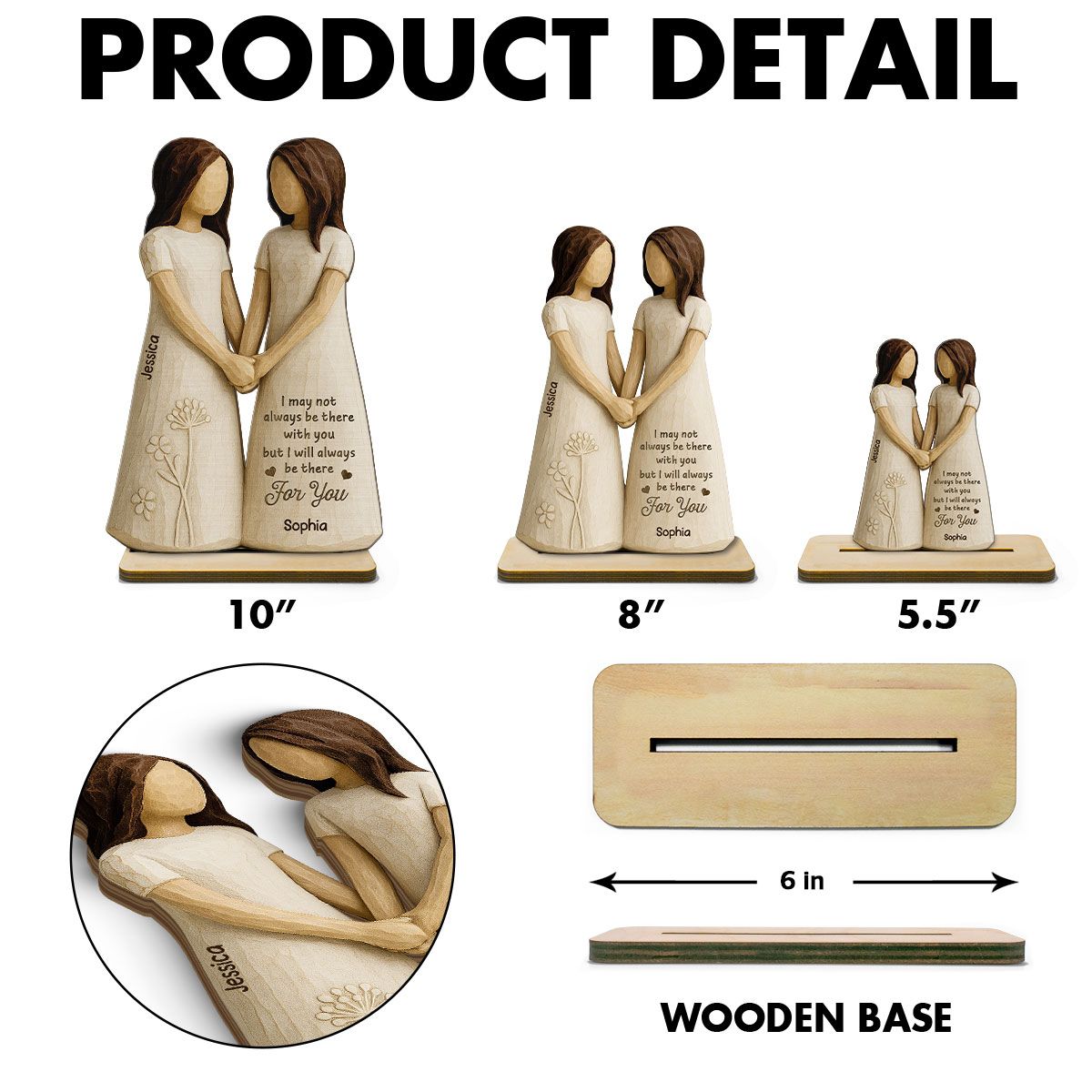 I'll Always Be There For You 3D Effect Personalized Standing Wooden Plaque, Birthday Gift Friendship Gift for Besties, Best Friends