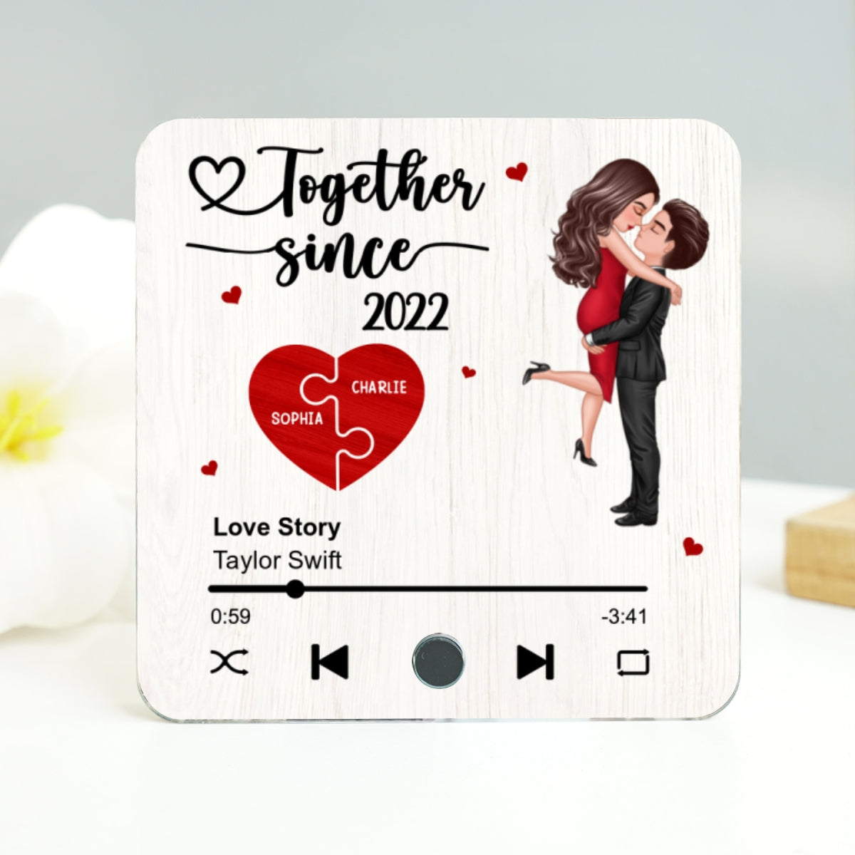 My Missing Piece Gift For Her Gift For Him Couple Kissing Favorite Song Personalized Music Fridge Magnet