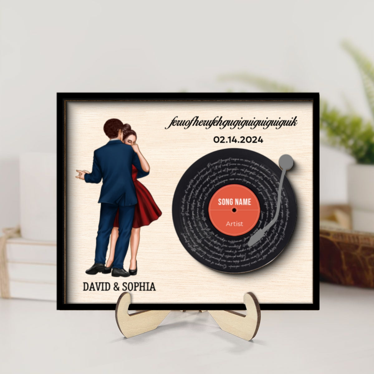 Couple Dancing Song Lyrics Personalized 2-Layered Wooden Plaque, Heartfelt Soul Connecting Personalized Gift For Couple, For Him, For Her
