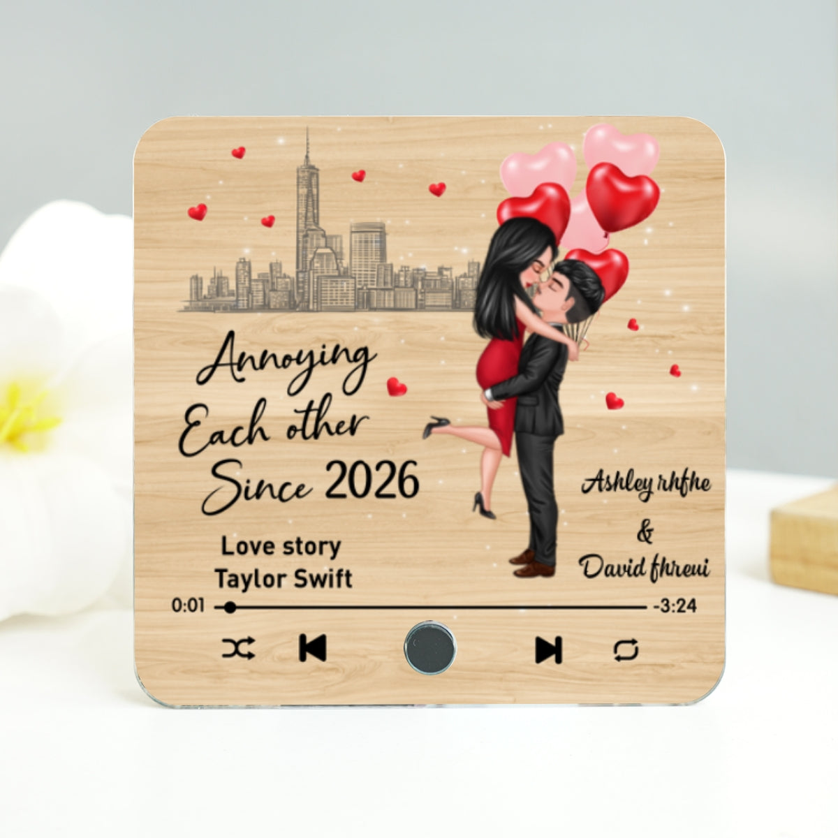 The Missing Piece To My Heart Couple Kissing Favorite Song Personalized Music Fridge Magnet, Gift For Couple