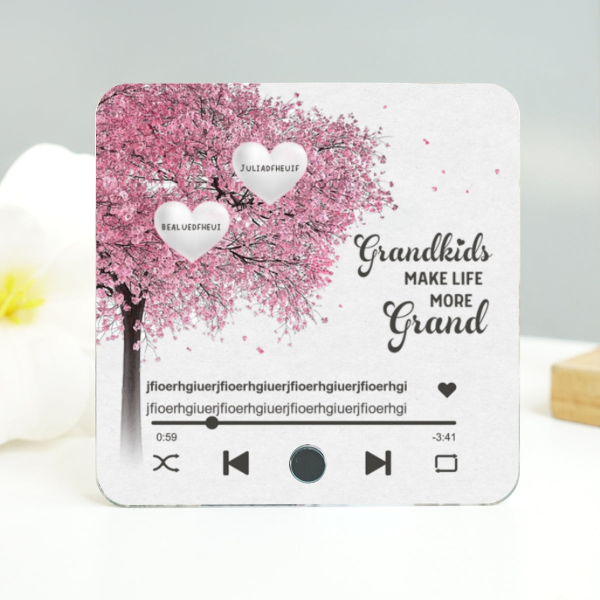 Grandma Grandkids Fill A Place In Your Heart Heart Tree Personalized Music Fridge Magnet, Heartfelt Mother's Day Gift For Mom For Grandma
