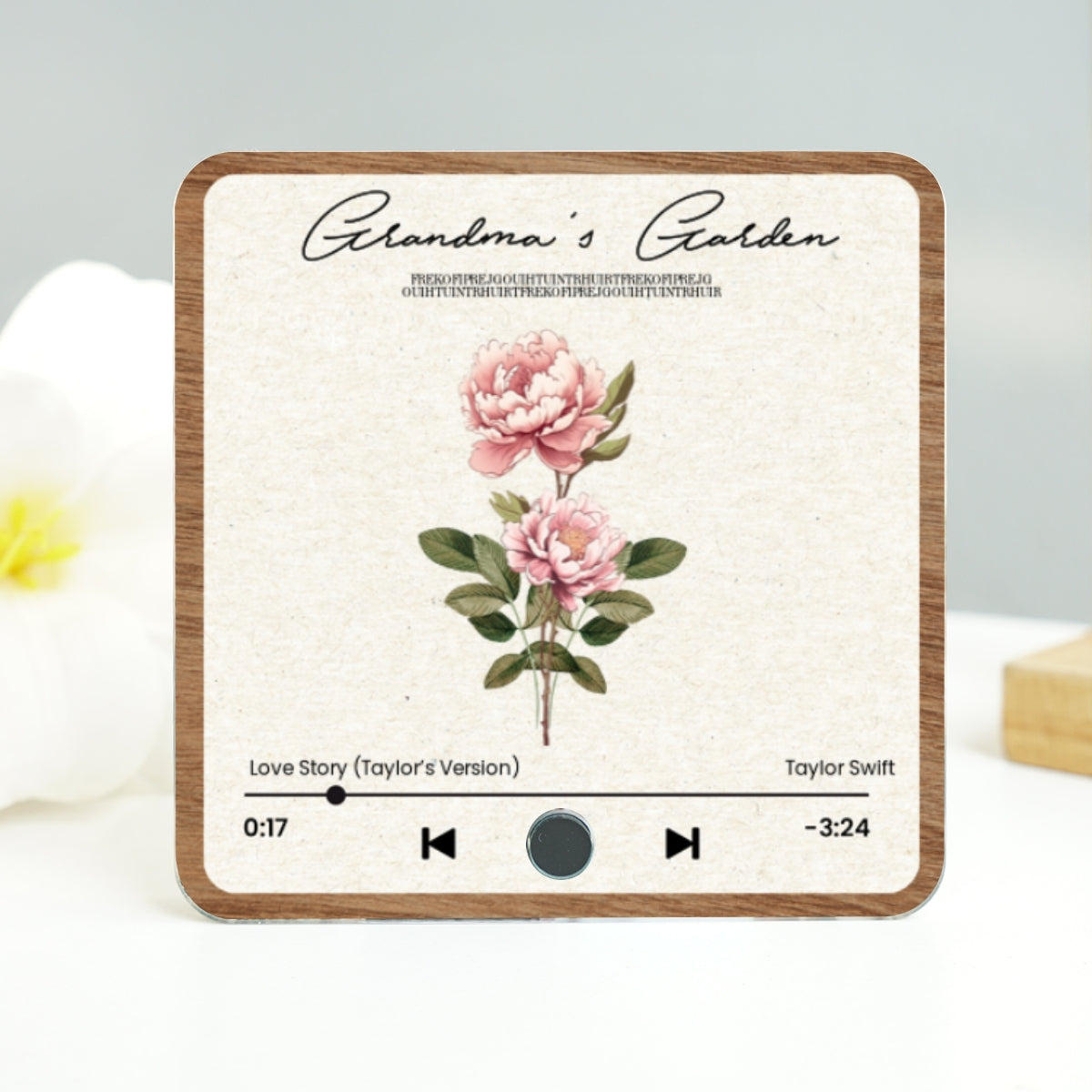 Grandma's Garden Retro Birth Flower Bouquet Personalized Music Fridge Magnet, Gift for Grandma, Mom