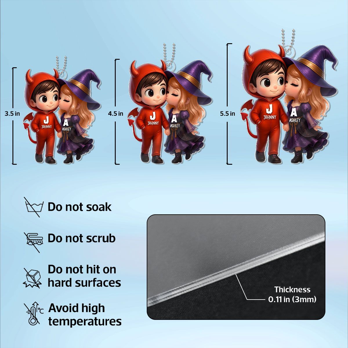 Cute Cartoon Halloween Couple Personalized Acrylic Ornament,Halloween Tree Decoration