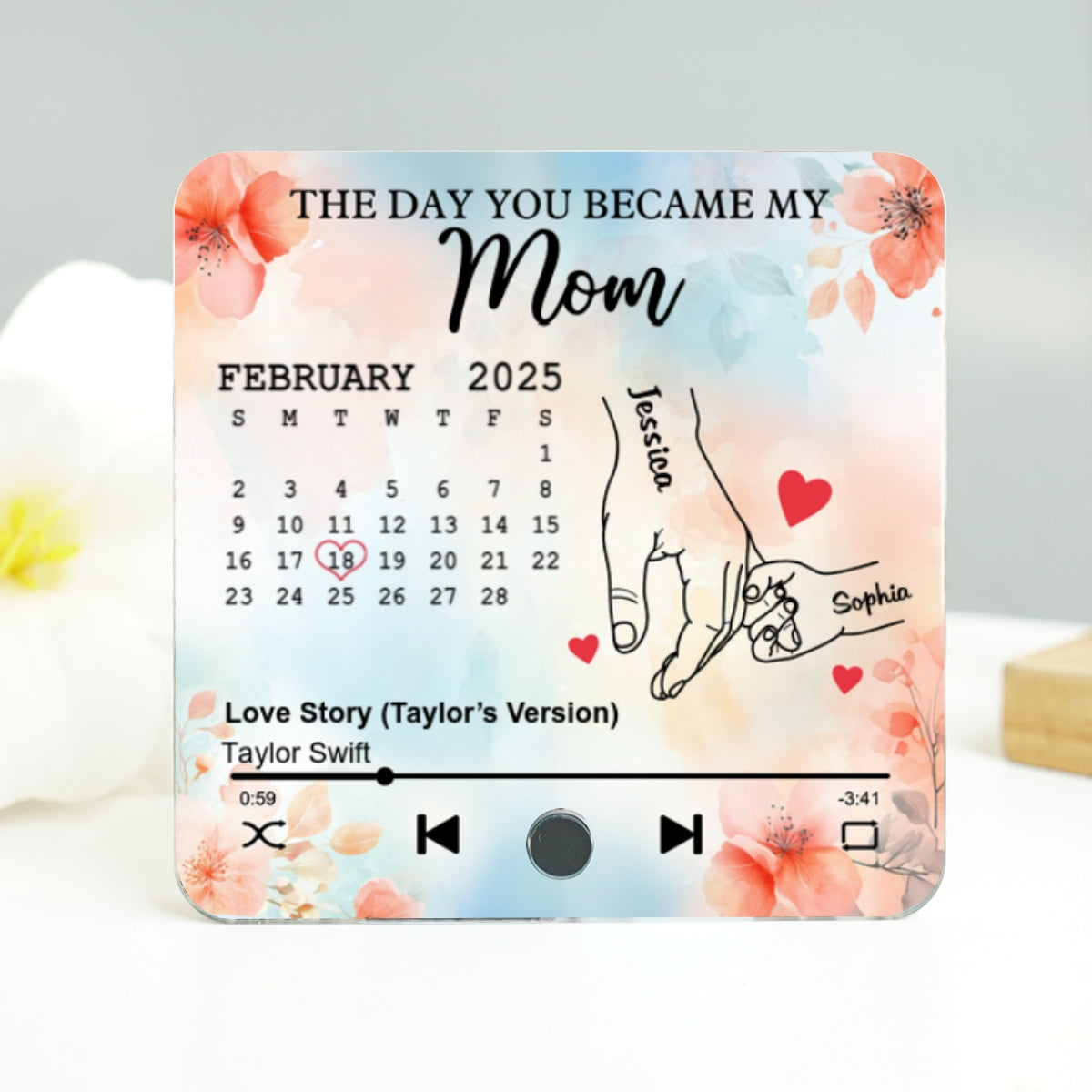 The Day You Became My Mom Grandma Custom Calendar Personalized Music Fridge Magnet, Birthday, Mother's Day, Just Because Gift for Mom, Grandma