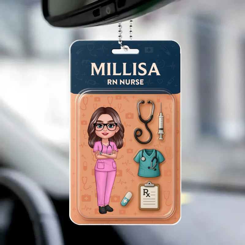 Custom Nurse Figure Cute Doll Nurse Personalized Acrylic Car Hanger