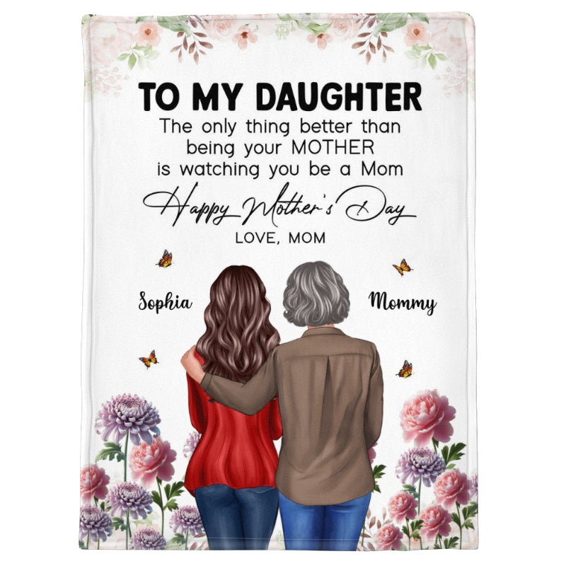 To My Daughter From Mom Happy Mother's Day Birth Flower Personalized Fleece Blanket, Mother's Day Gift For Daughter