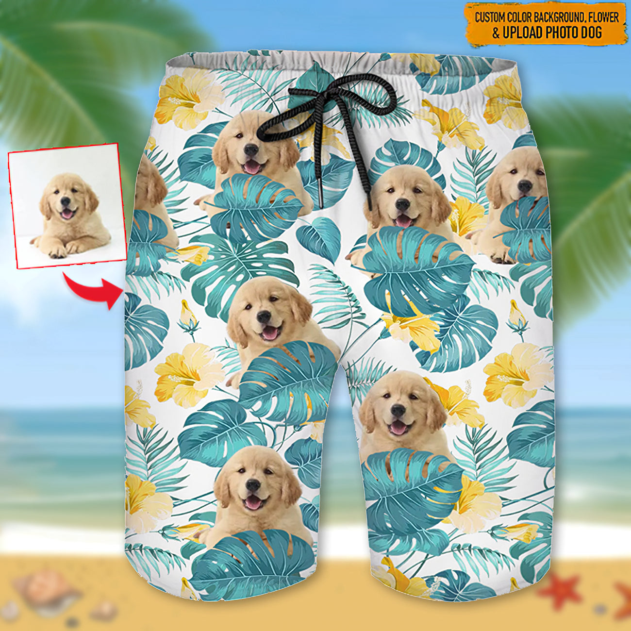 Personalized Photo Upload Men's Swim Trunks