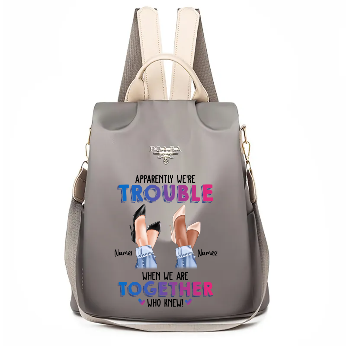 Trouble Together Besties Legs Personalized Backpack