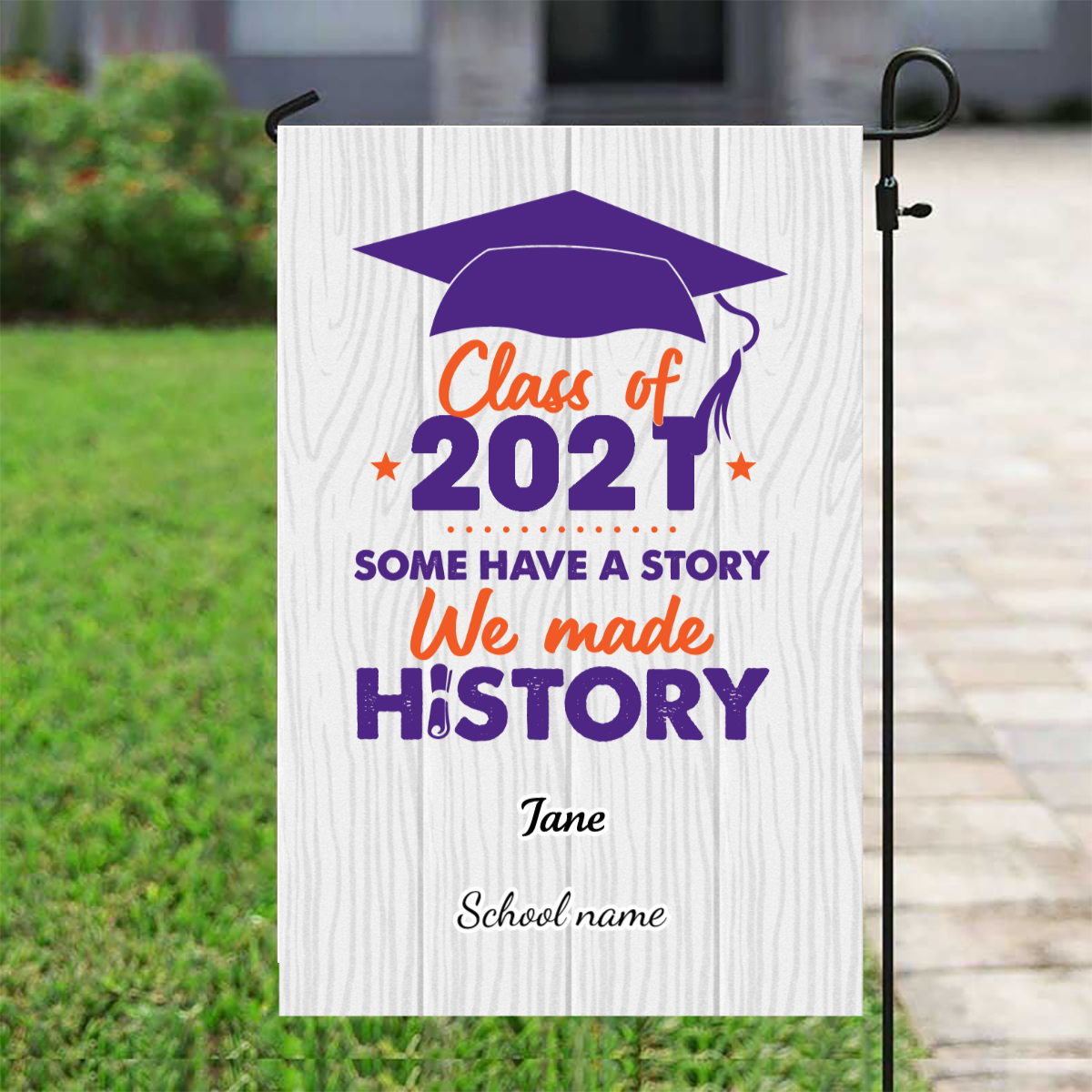 Senior 2021 Personalized Name & School Garden Flag