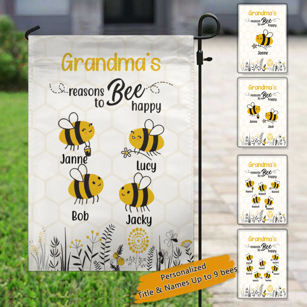 Reasons To Bee Happy Personalized Garden Flag