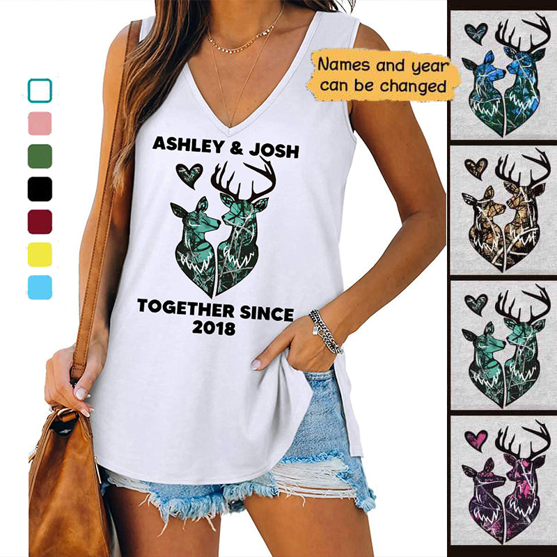 Hunting Couple Together Since Personalized Women Tank Top V Neck Casual Flowy Sleeveless