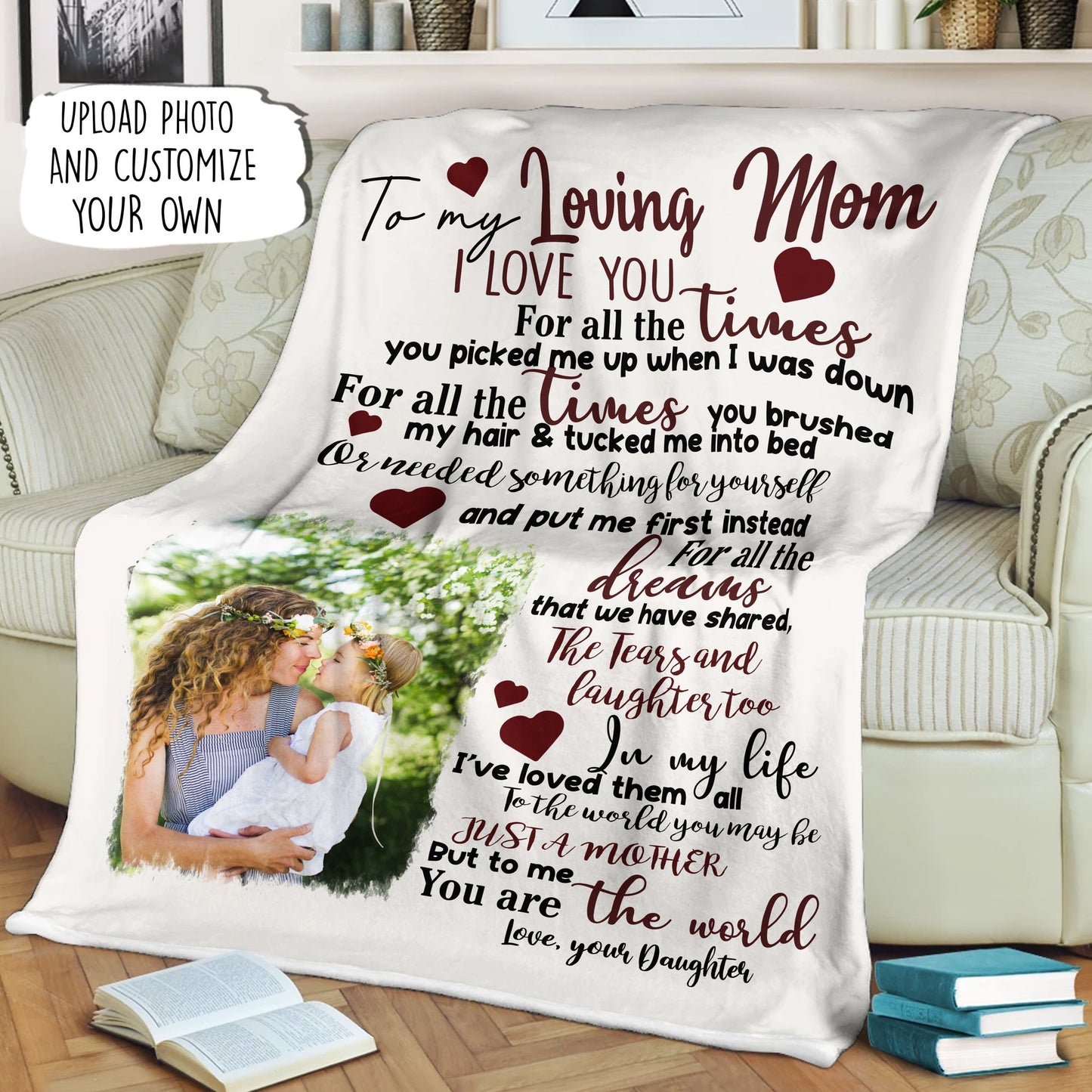 You Picked Me Up When I Was Down Customized Blanket With Your Own Photo Flower