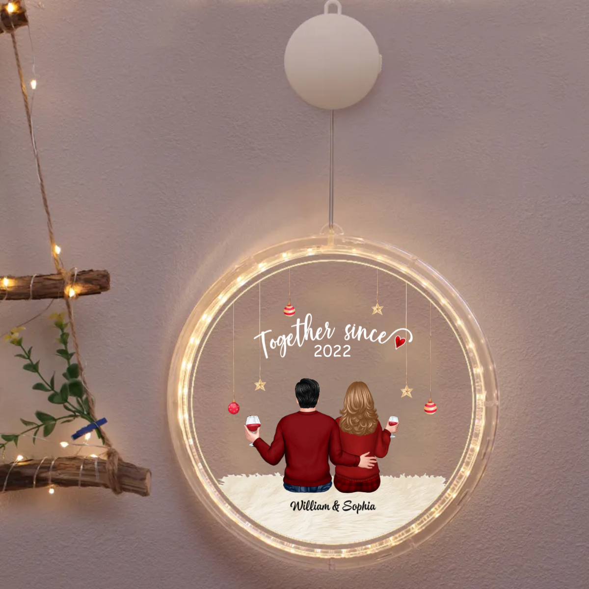 Christmas Couple Back View Fireplace Personalized Acrylic Block