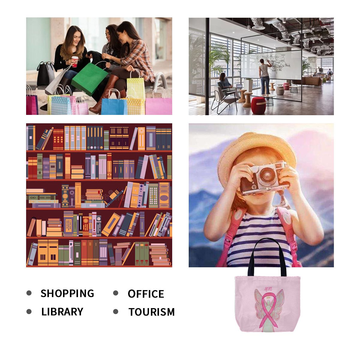 Breast Cancer Awareness Ribbonss Canvas Bag No.FUXPOT