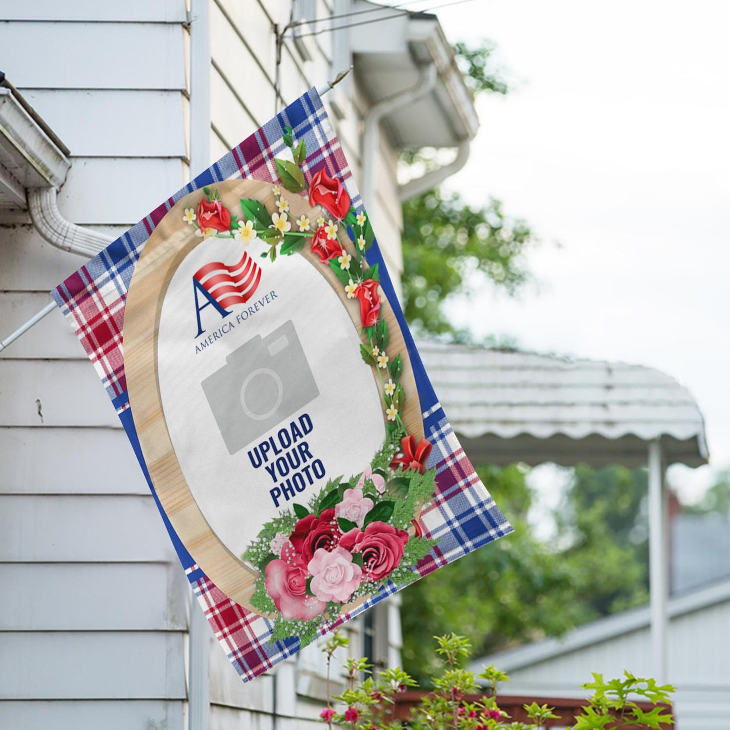 Personalized Roses On Wood Frame House Flag & Garden Flag