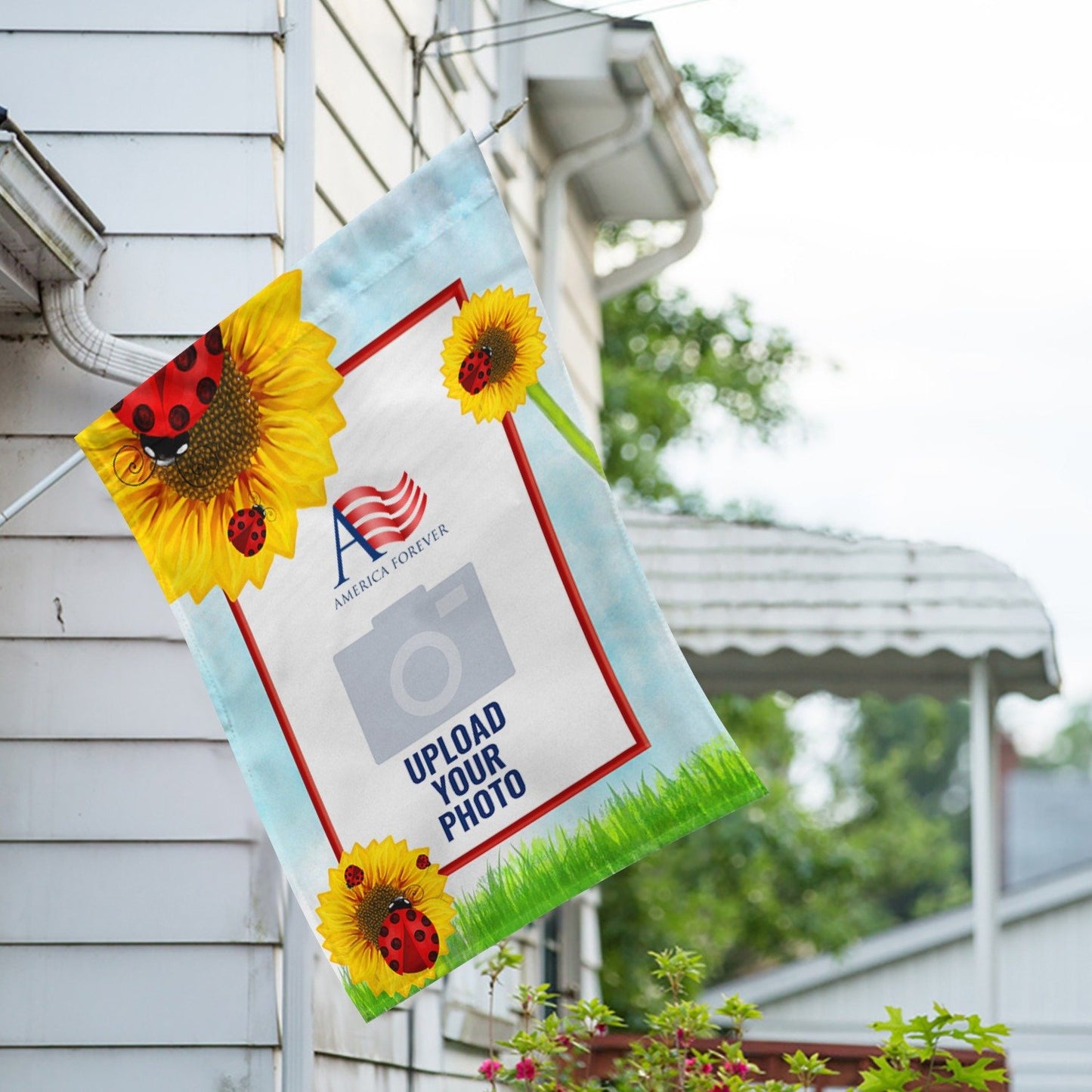 Personalized Ladybugs and Sunflowers House Flag & Garden Flag