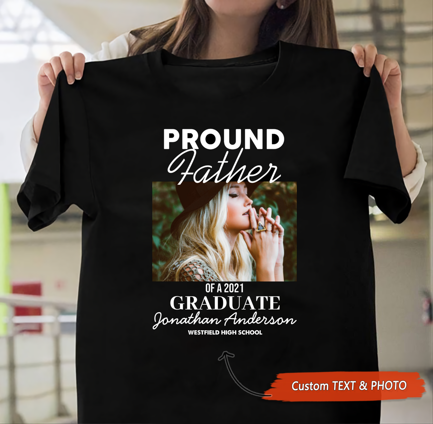 Custom Text & Photo Proud of a 2022 Graduate T-Shirt