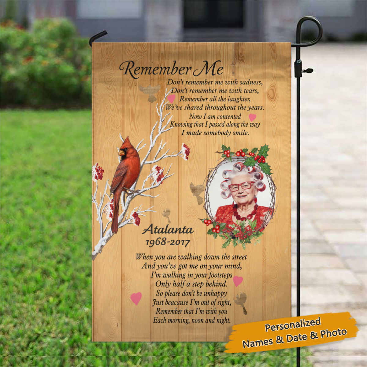 Remember Me Customized Memorial Photo Flag