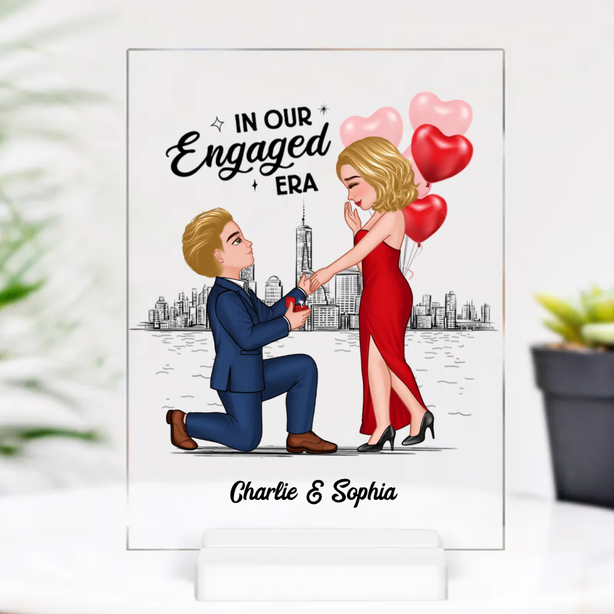 In Our Engaged Era Engagement Gift Personalized Acrylic Plaque