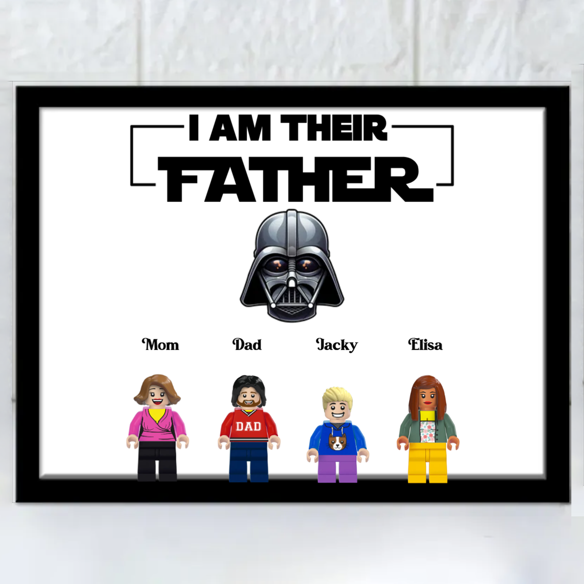 I Am Their Father, Brick Figure Family, Personalized Your Own Minifig Family Frame