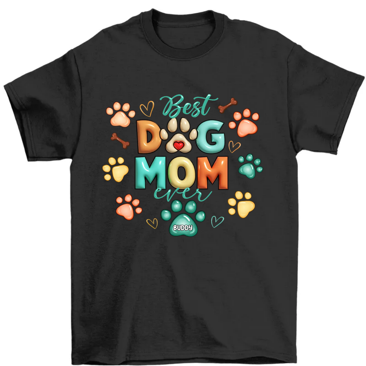 Custom Dog & Cat Name With Paw Inflated Effect Personalized Shirt