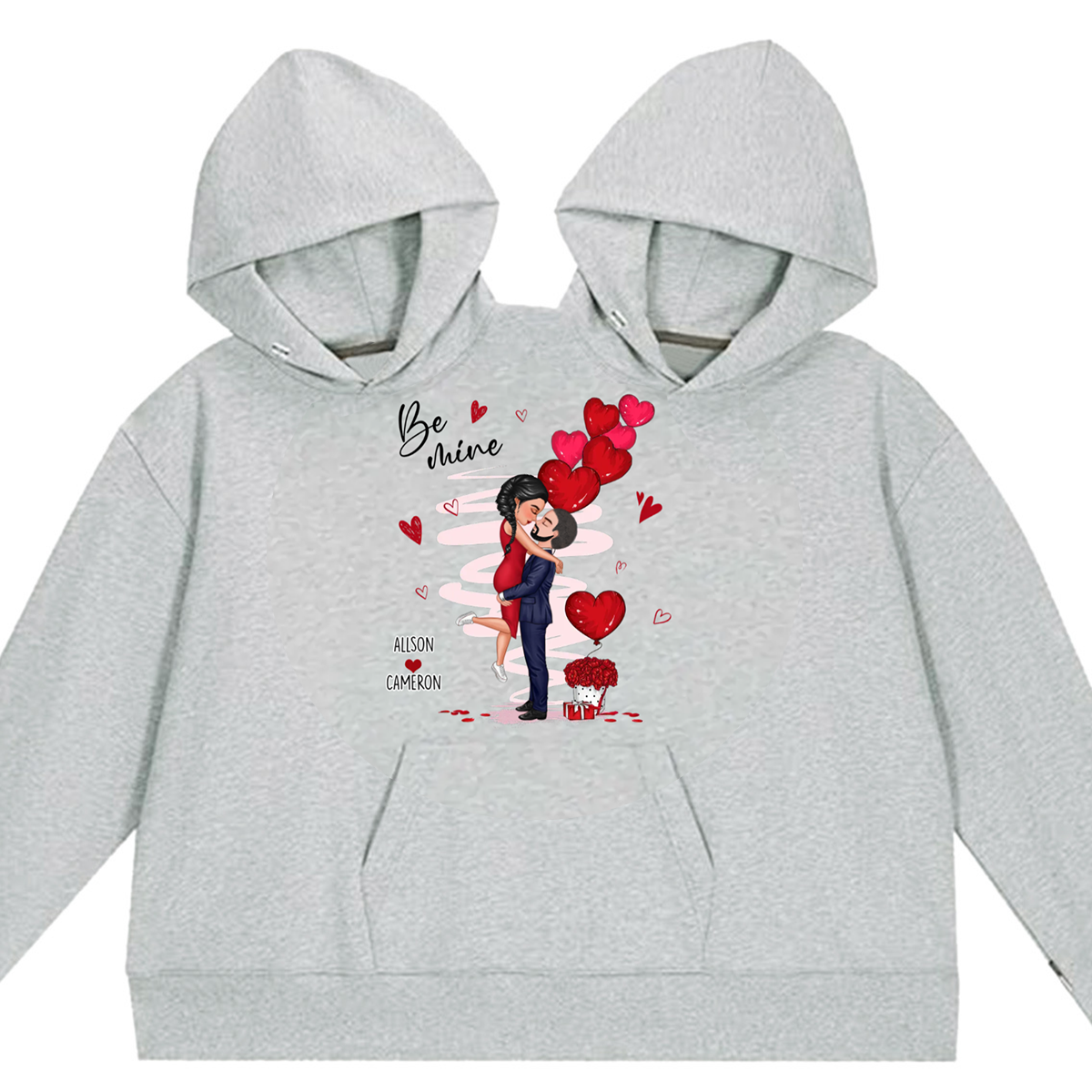 Be Mine Doll Couple Hugging Kissing Personalized Couple One-Piece Hoodie Sweatshirt