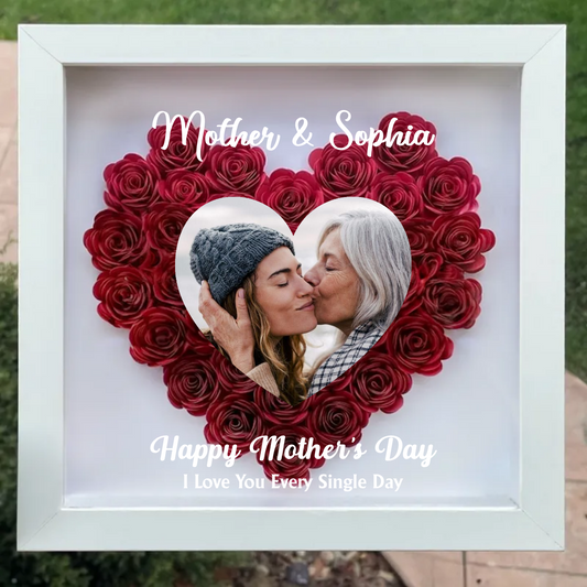 Custom Photo Mother's Day Gift Personalized Heart Rose Shadow Box