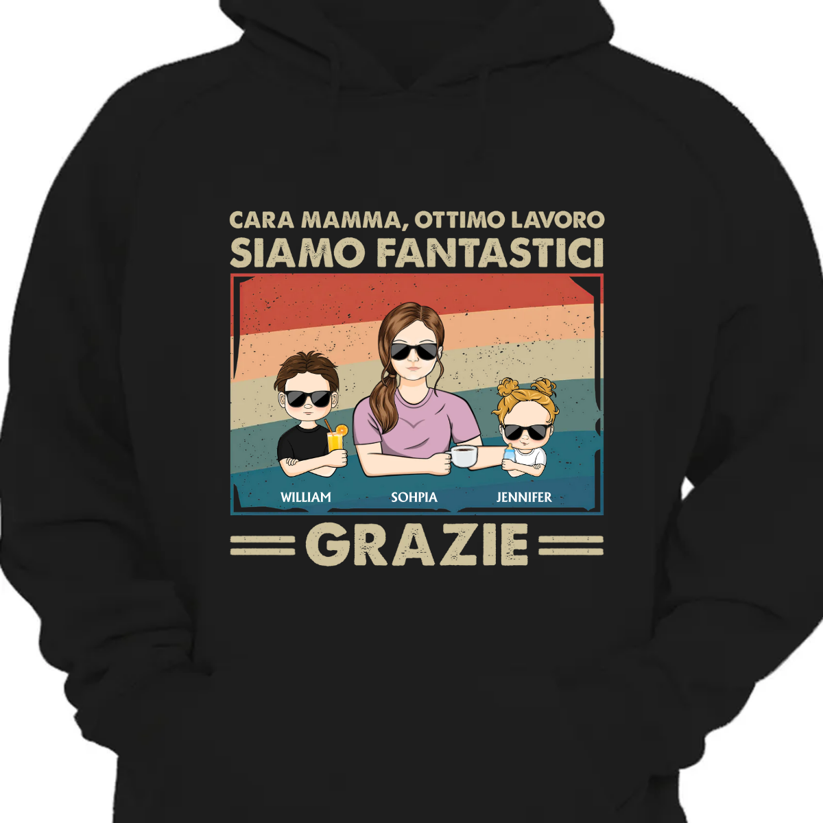 Cara Mamma Ottimo Lavoro Siamo Fantastici Grazie Giovane - Regalo per la festa della mamma - Felpa con cappuccio personalizzata