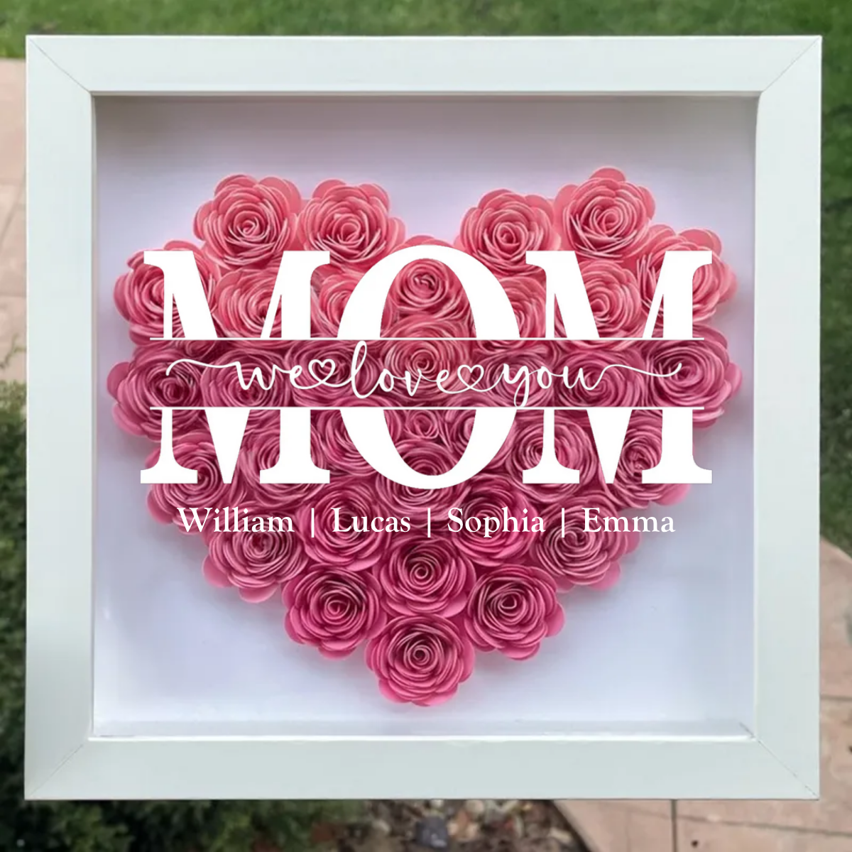 Mom We Love You - Gift For Mom - Personalized Flower Shadow Box
