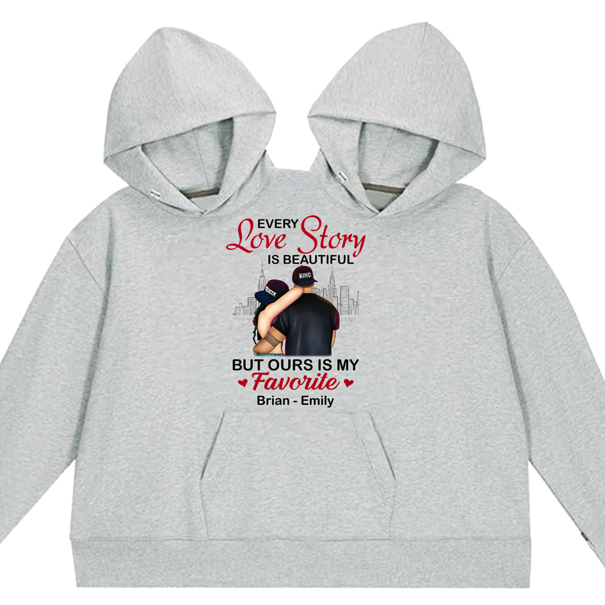 Personalized Couple Love Story Couple One-Piece Hoodie Sweatshirt