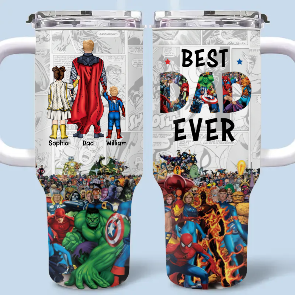 Best Dad Ever Super DAD - Gift For Dad - Personalized 40oz Tumbler With Straw
