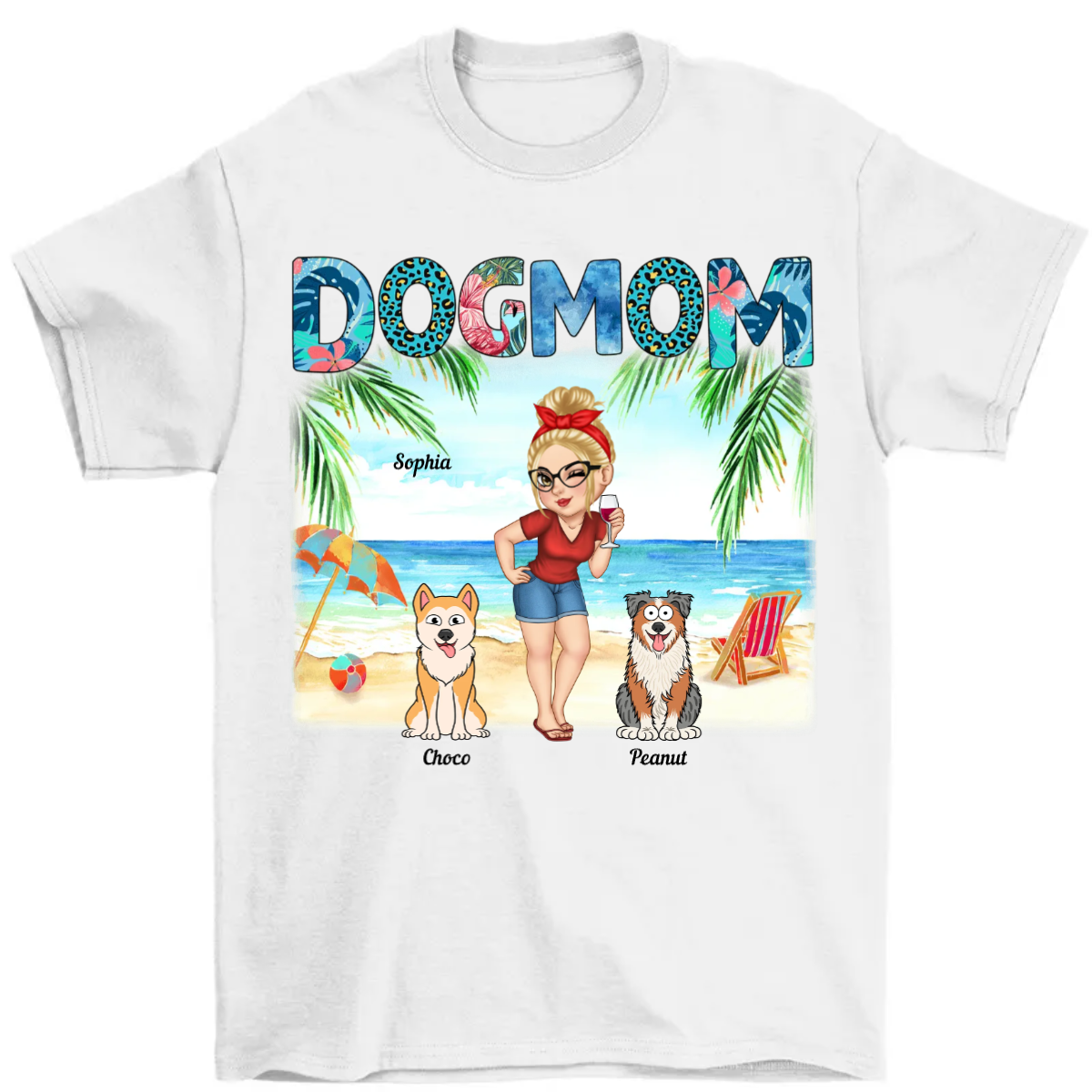 Dog Mom Tropical Beach Sea Ocean - Personalized T Shirt