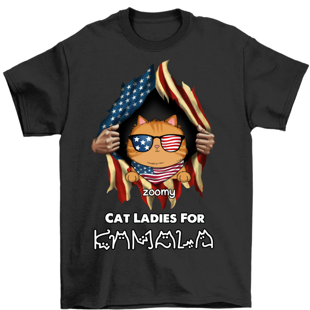 Cat Ladies For K.a.m.a.l.a Ripping Nation Flag Personalized Shirt