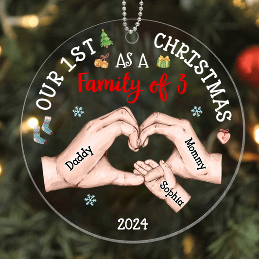 Personalized Baby's First Christmas As A Family Circle Ornament