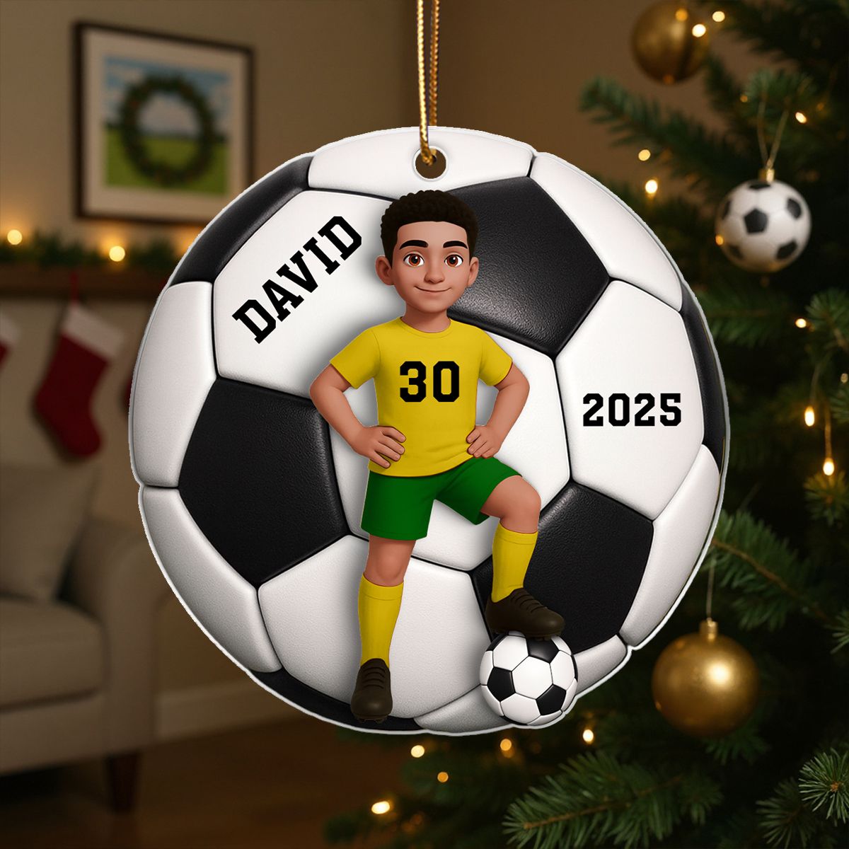 Soccer Girl Boy 3D Effect - Personalized Acrylic Ornament